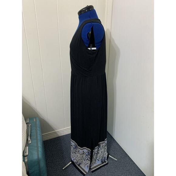 J Jill Wearever Dress Womens Large Black Stretch Knit Maxi Sleeveless Pullover - Picture 2 of 10